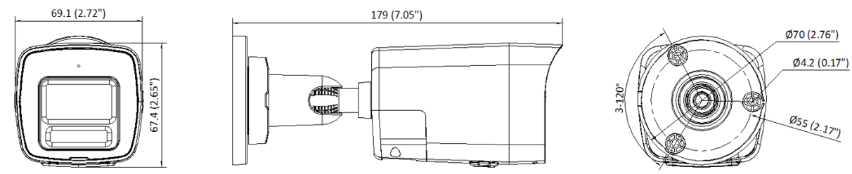 Wymiary kamery IPC-B180HA-LUF/SL